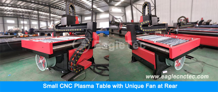small cnc plasma table with fans at the rear for dust and smoking remove