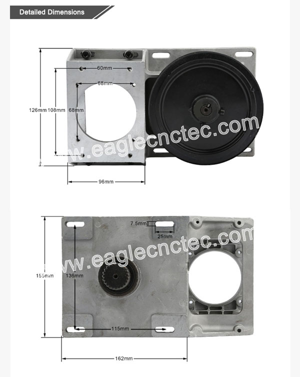 cnc router gear box dimension detail