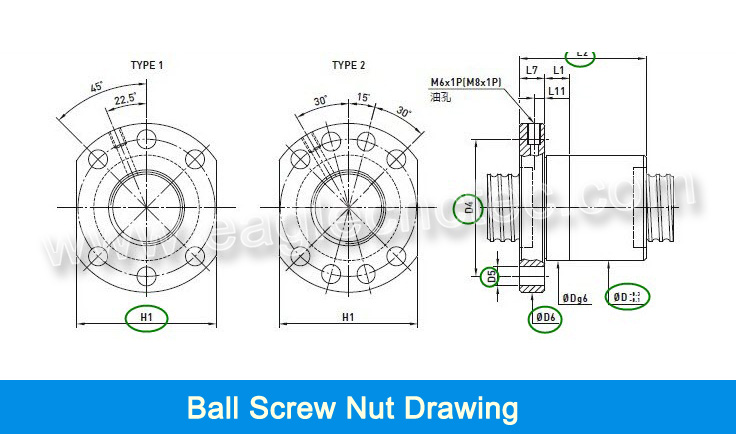 ball screw nut drawing