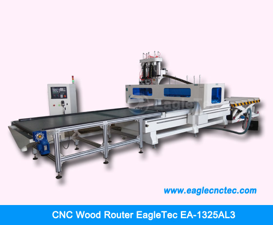 cnc wood router eagletec ea-1325al3 with auto loading unloading and gang drill package