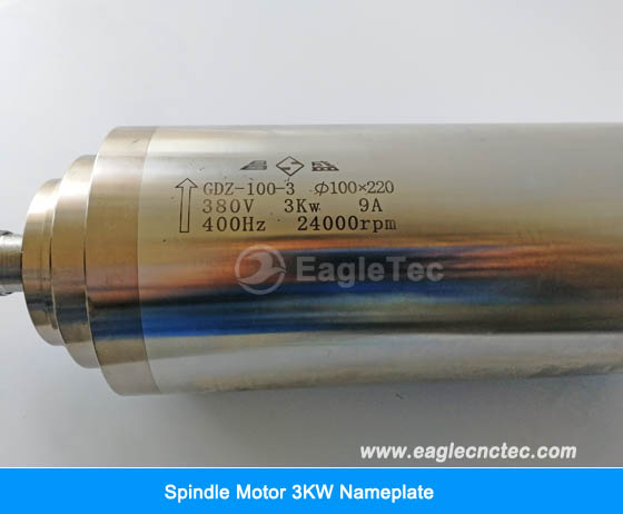 high speed spindle motor 3kw gdz-100-3 nameplate