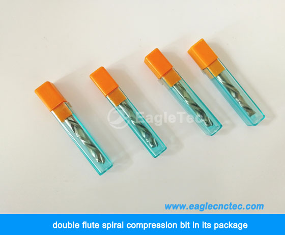 double flute spiral compression bit in its package 
