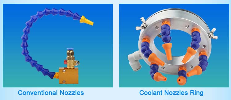 conventional nozzles VS coolant nozzles ring